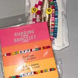 Paper Source Bracelets Set - BFF Friendship- Pink & Blue Smile Bracelet Set 7pc